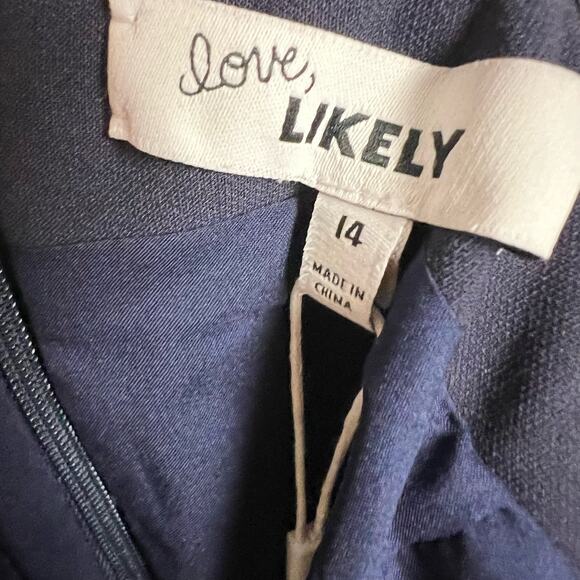 Likely Bartolli Navy Blue Off Shoulder Mermaid Formal Gown Size 14 - Picture 9 of 10